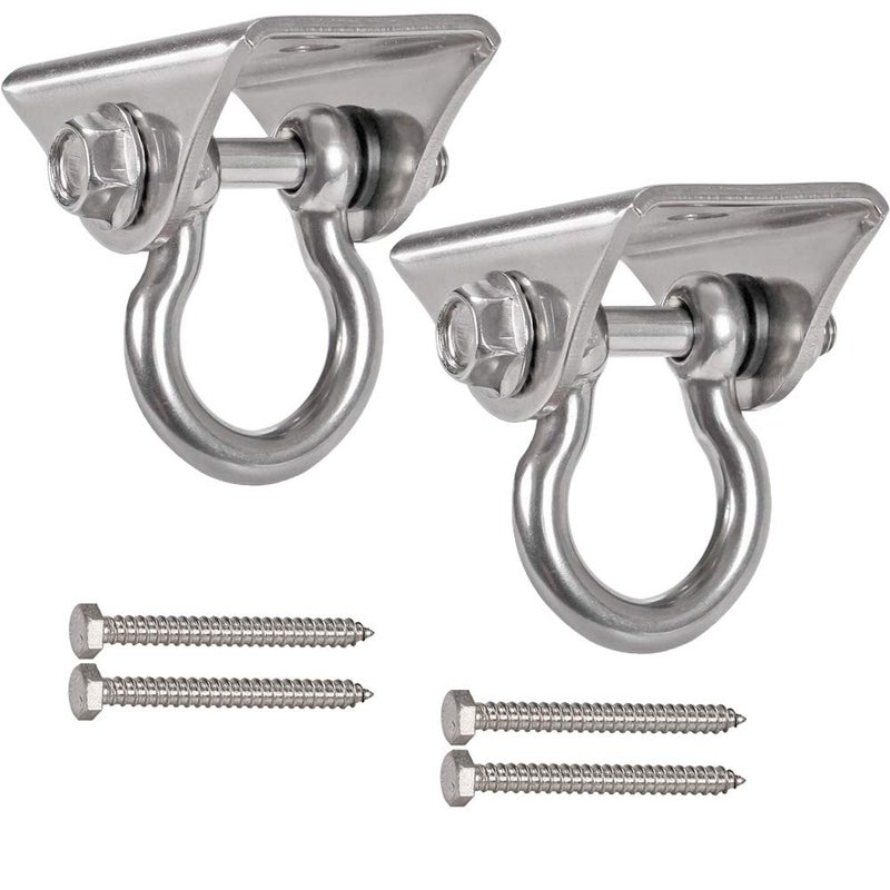 WAREMAID Set of 2 Heavy Duty 180Â° Swing Hangers, Stainless Steel Swing Hook for Ceiling Wooden Porch Swing Hanging kit Playground Gym Rope Boxing Bag Hammock Chair Yoga Swing Mount 1000 lb Capacity - Image 1